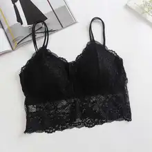 Лидер продаж, стильный женский топ без рукавов с кружевом и цветочным узором, однотонный жилет, топы с крючком, бюстгальтер без косточек, укороченный топ для ночного клуба