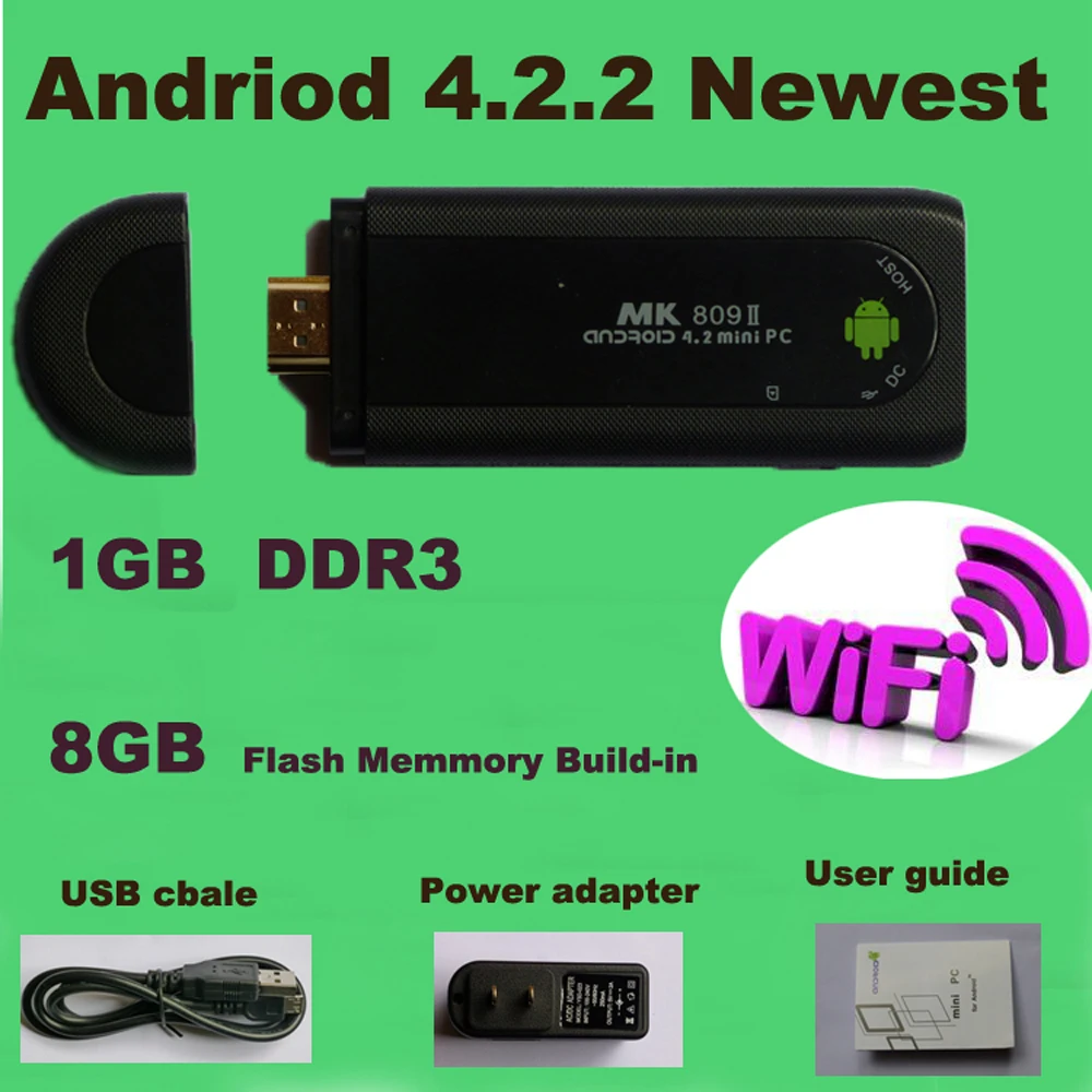 mas nuevo Original MK809 Android 4.2 HDMI TV del palillo de la Dongle Rockship RK3066 1 GB 8 Mini PC envio gratis | Электроника