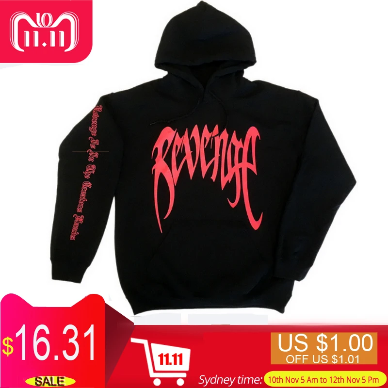 

New Fashion Revenge Hoodie Xxxtentacion Hooded Sweatshirts Male Autumn Streetwear HipHip Top Hoody Men Casual Women Black Hot