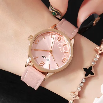 

womens wristwatches quartz genuine leather woman clocks Disney brand Mickey mouse watches waterproof watch Citizen movement