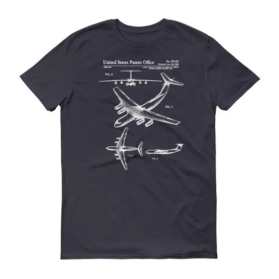 Lockheed C-141 запатентованная футболка самолета-Запатентованная футболка, старый патент, авиация футболка, футболка с изображением самолета, пилот подарок, самолет - Цвет: Тёмно-синий