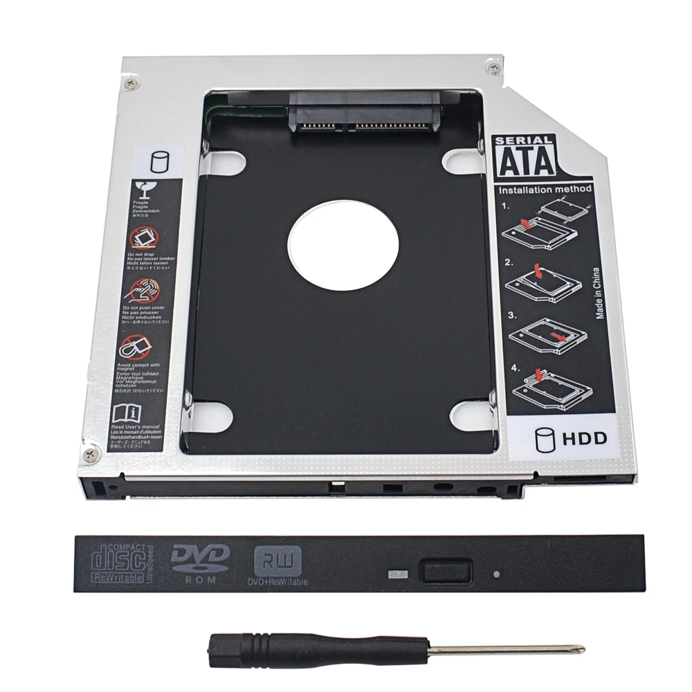 Алюминиевый переходник для установки второго жесткого диска 12 7 мм IDE на SATA 3 0 2 5