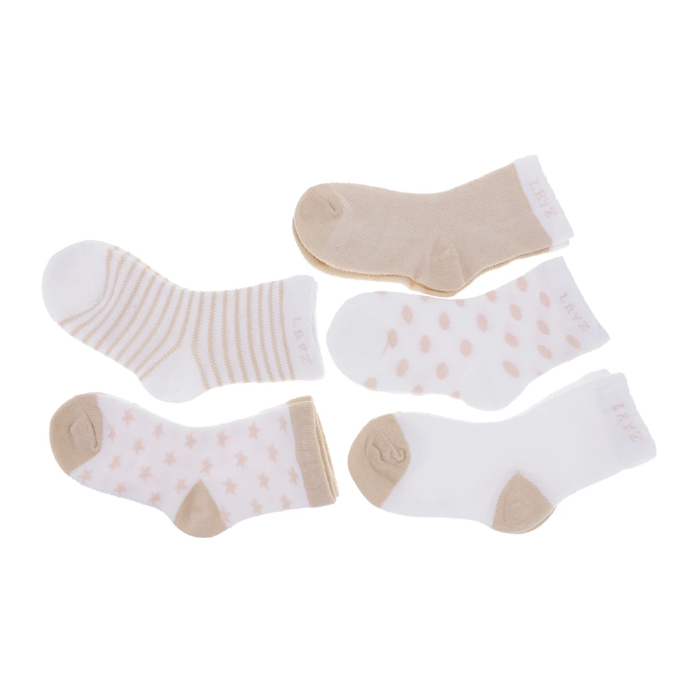 Хлопок, 5 пар, милые короткие носки для маленьких девочек, От 4 до 6 лет - Цвет: Khaki