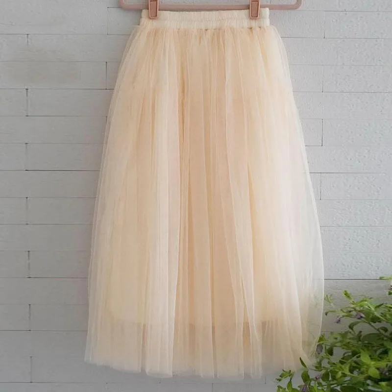 

Chiffon one Size Candy Color Pleated Skirt 2017 New Fashion Skirts Solid Mesh Skater Summer Women Sexy Long Skirts