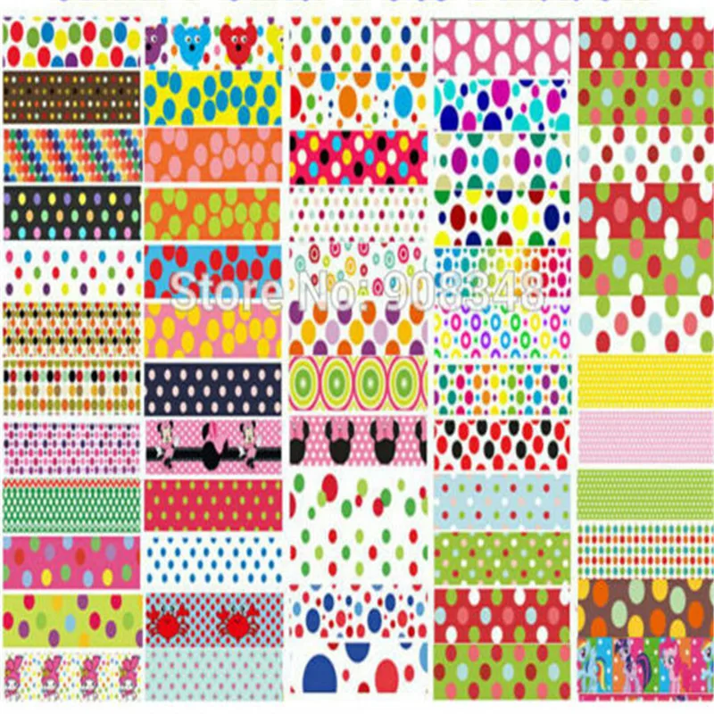 

Pick Size 9 16 22 25 38 50 75 mm Width Polka Dots Printed Grosgrain Ribbon Spot Hair Ribbons DR02