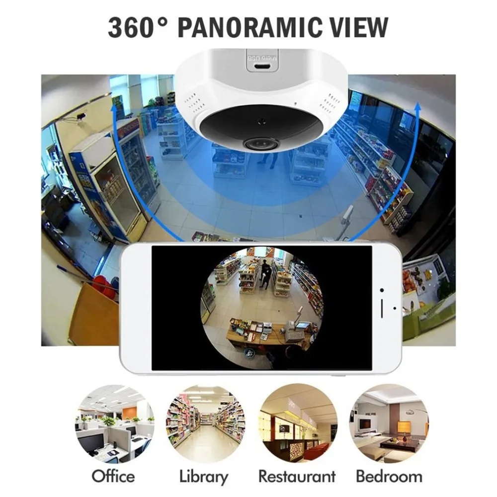 

Panoramic Wireless IP Camera Motion Detection 360 Degree Night Vision Indoor Outdoor Security System for Baby Pet Elder Video