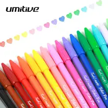 Umitive 42 цвета волокно на водной основе граффити крюк волокна тонкий лайнер ручка рисунок искусство маркер ручка студент, школа, офис поставки