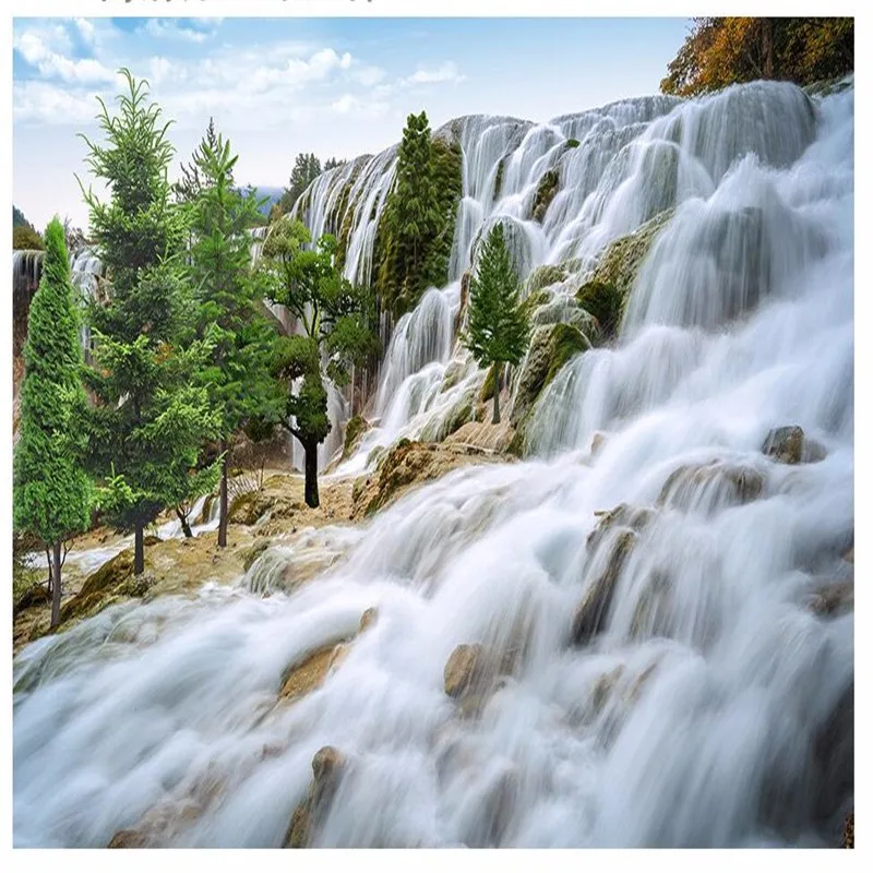 Custom-painting-for-living-room-Rocky-mountain-waterfall-art-Photos-background-photography-bedroom-murals-3d-wall (2)