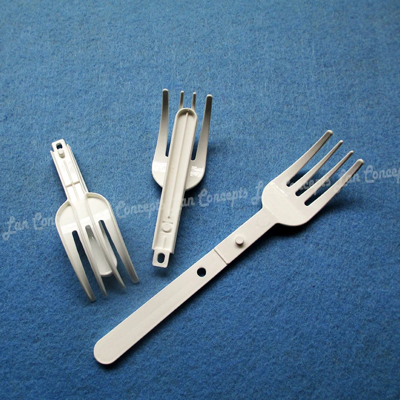 foldable noodle fork food plastic HDPE fork 3