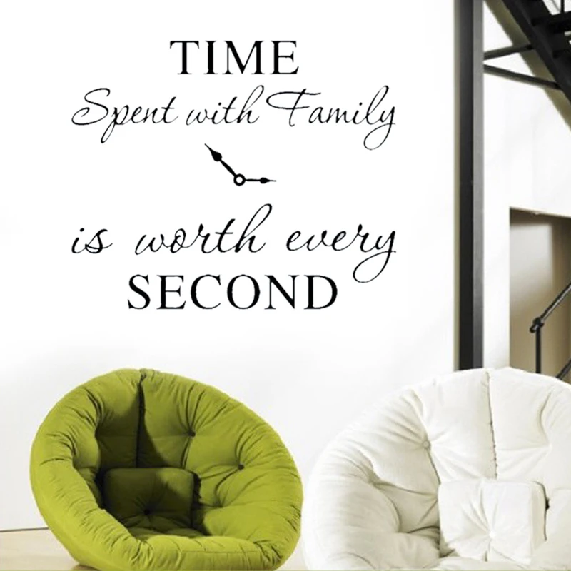 

Art Wall Stickers Clock Beautiful Black Time Removable Creative