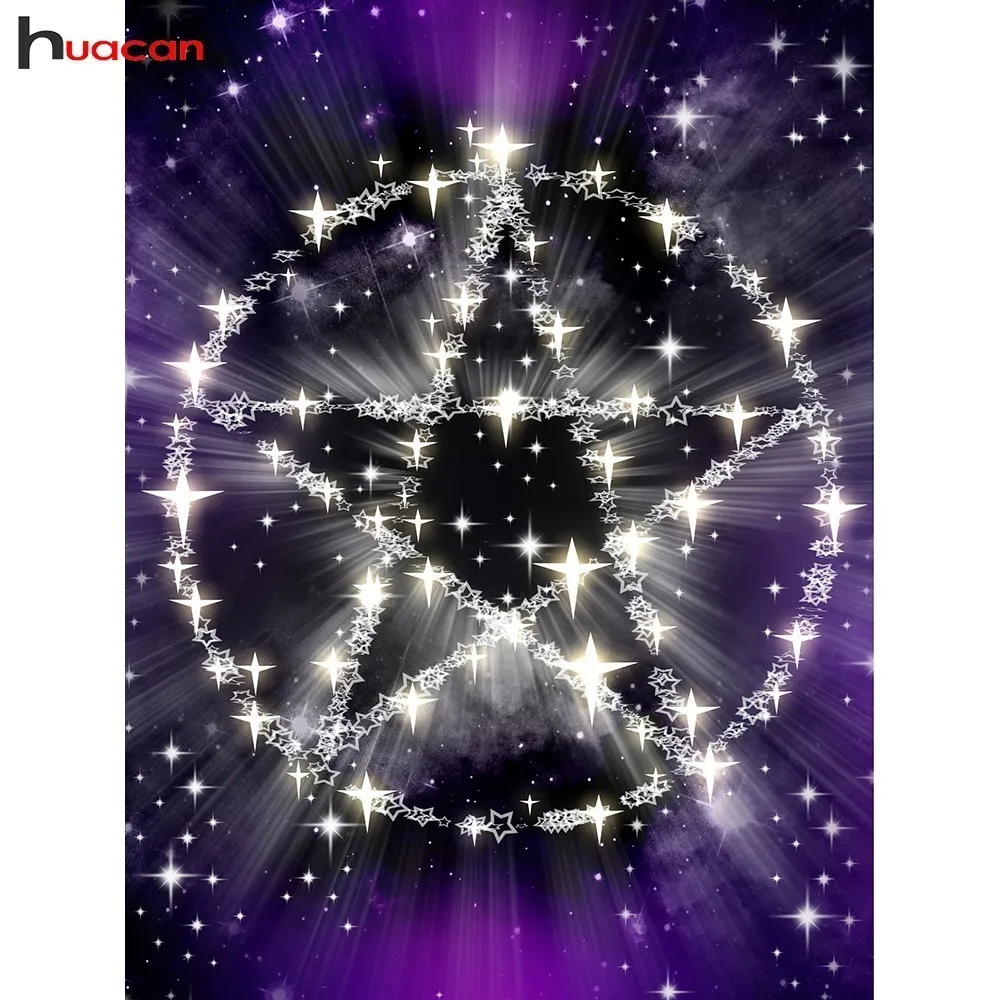 

HUACAN Full Square Drill 5D Diamond Painting Cartoon Diamond Mosaic Five-pointed Star Picture Of Rhinestone Halloween Decoration
