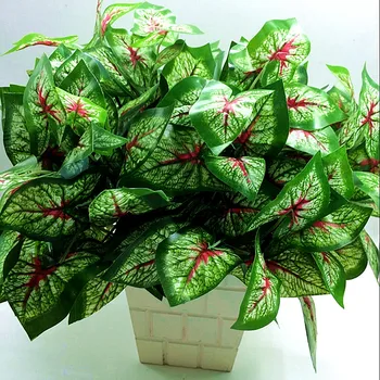 

2017 Hot Sale Sale Decoration 1pcs 5 Taro Leaf Artificial Plastic Plants Floral Decor Fake Leaves Simulation Small Potted Plant