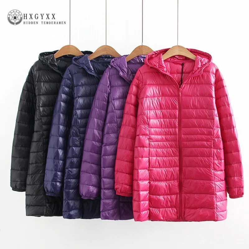 

2019 Plus Size 6XL 90% White Duck Down Jacket Women Loose Ultra Light Goose Feather Coat Long Hooded Slim Warm Outerwear Okd453