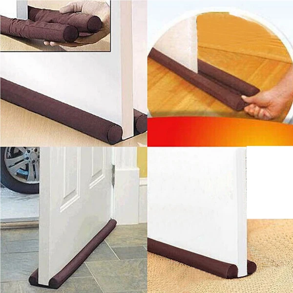Brown Twin Door Draft Dodger Guard Stopper Energy Saving Protector Doorstop For Door Accessories
