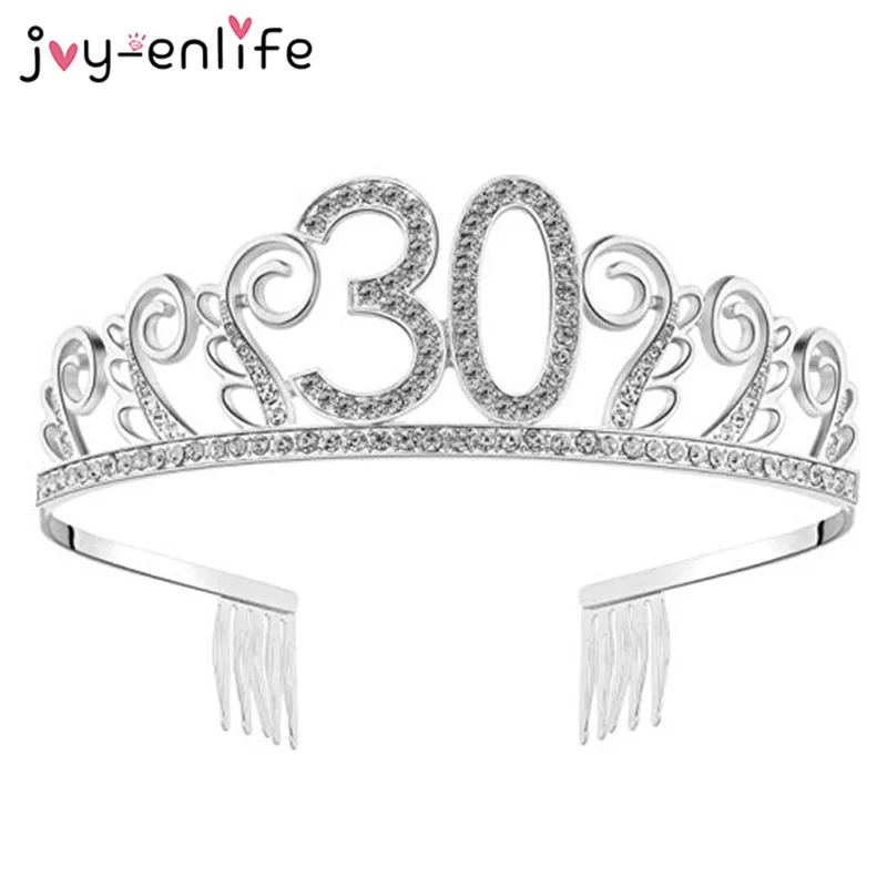 Серебряная цифровая корона на 30 дней рождения аксессуары для вечеринки по случаю