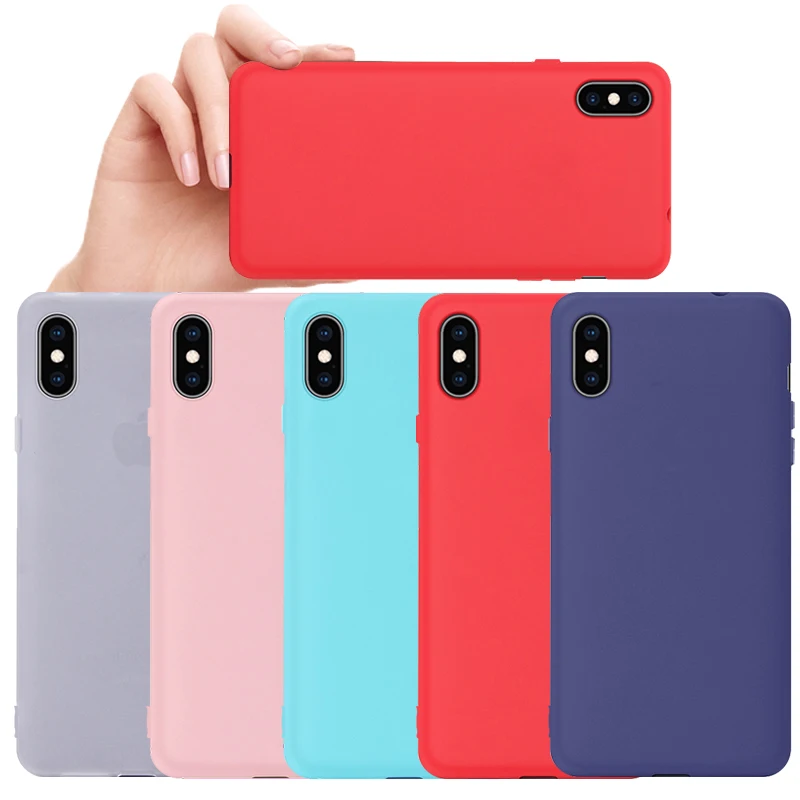 Матовый чехол из ТПУ ярких цветов для iPhone 7 8 6 6s Plus мягкий силиконовый X XS Max XR
