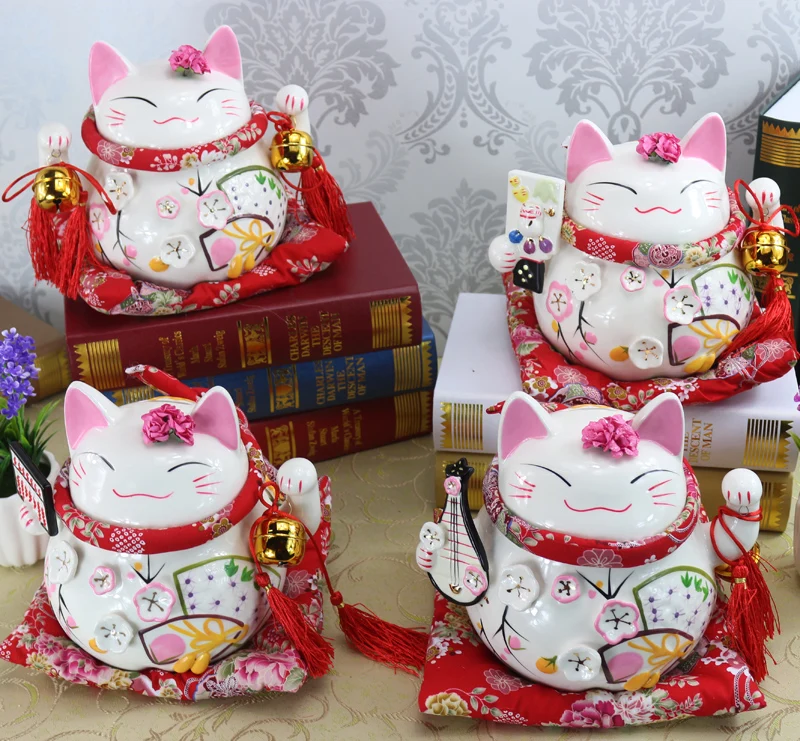 Lucky lucky cat украшения 8 Дюймов Керамический Lucky Cat копилка дети Год подарок