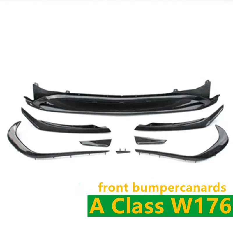 Carbon Fiber Rear Bumper Canards ABS Front Bumper Canards 8 Pieces/Set LCI A45 AMG Style for Mercedes A Class W176 LCI