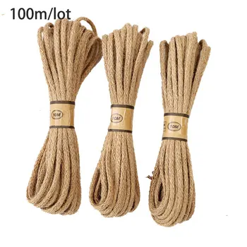 

100M/lot 6mm Manual strand woven burlap Rope Natural Jute rope Twine String Cord Hemp Rope for DIY Wed garden Wrap craft Decor