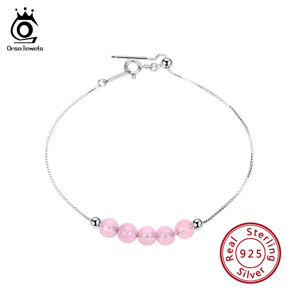 ORSA JEWELS трендовый Серебряный 925 женский браслет гранат кварцевые бусины коробка
