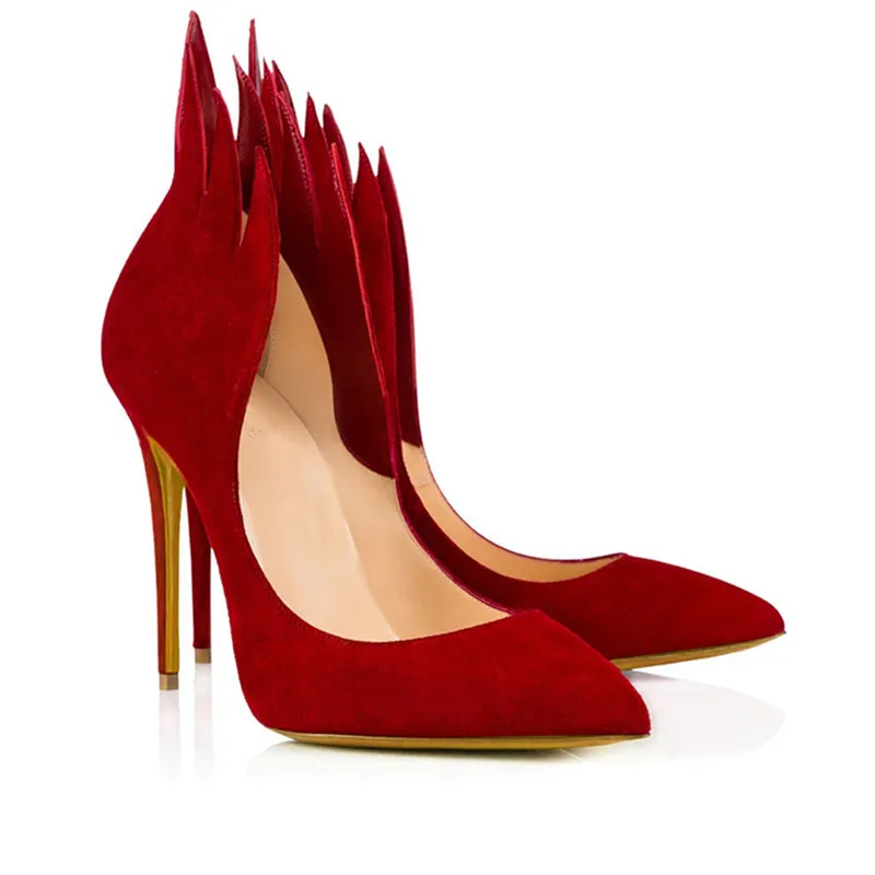 MStacchi Spring Red Fire Design Fashion Woman Pumps Flock Shallow Pointed Toe 12cm Super High Heels Shoes Wedding Party Women MStacchi Spring Red Fire Design Fashion Woman Pumps Flock Shallow Pointed Toe 12cm Super High Heels Shoes Wedding Party Women