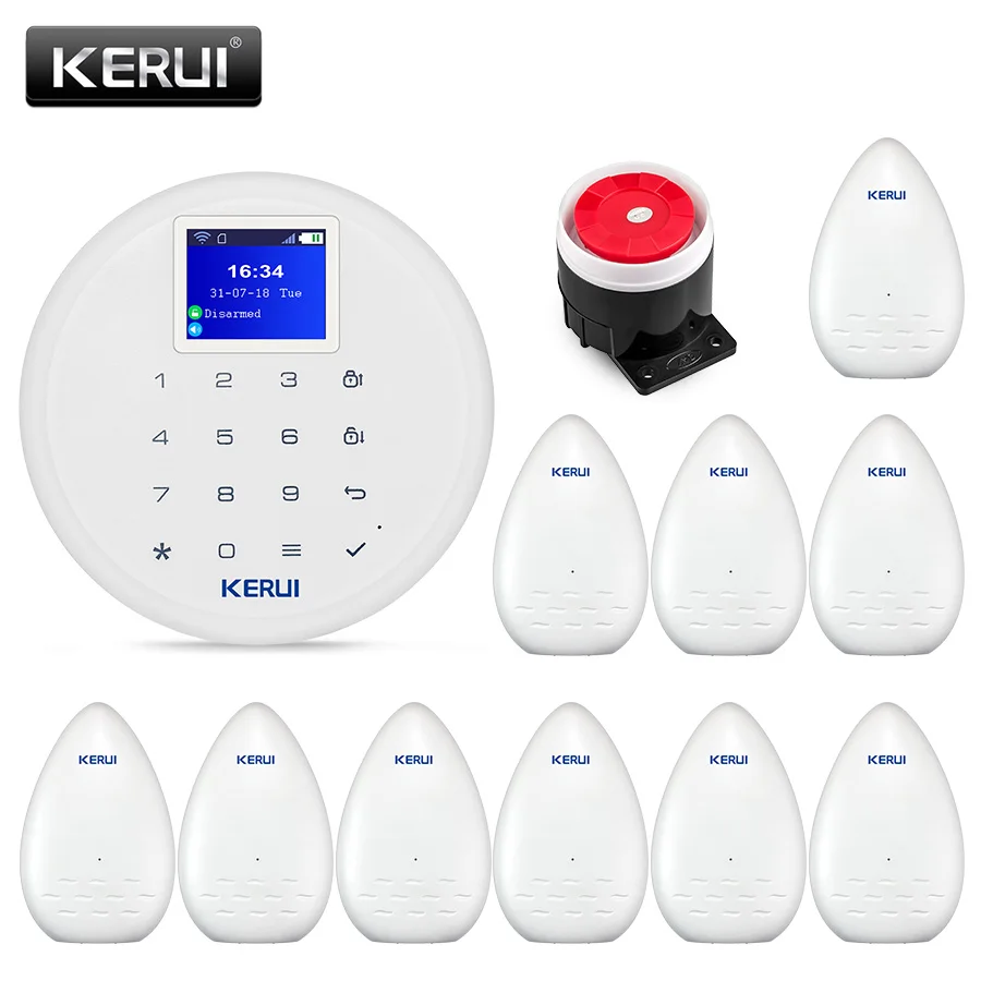 KERUI W17 беспроводная WiFi GSM сигнализация защита от утечки воды защита IOS Android приложение управление для кухни Ванная комната Туалет - Цвет: Kit6 Water leakage