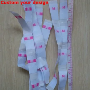 

1.2 cm*3 cm Custom Pink woven women shirt size label Garment Flag labels 5 sizes/lot MZ-4148