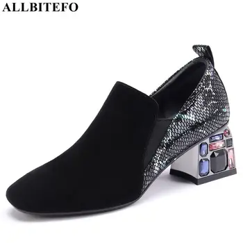 

ALLBITEFO natural genuine leather sheepskin high heels women heels fashion ladies shoes high heel shoes spring autumn