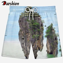 Новинка 3D повседневные мужские шорты летние мужские пляжные шорты с рисунком леса/пейзажа мужские шорты Мужская брендовая одежда размера плюс XS-4XL