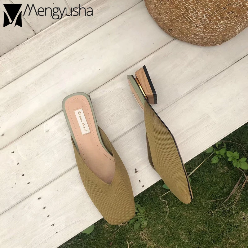 Знаменитый дизайн трикотажные pantuflas femme брендовые шлепанцы без застежки женские