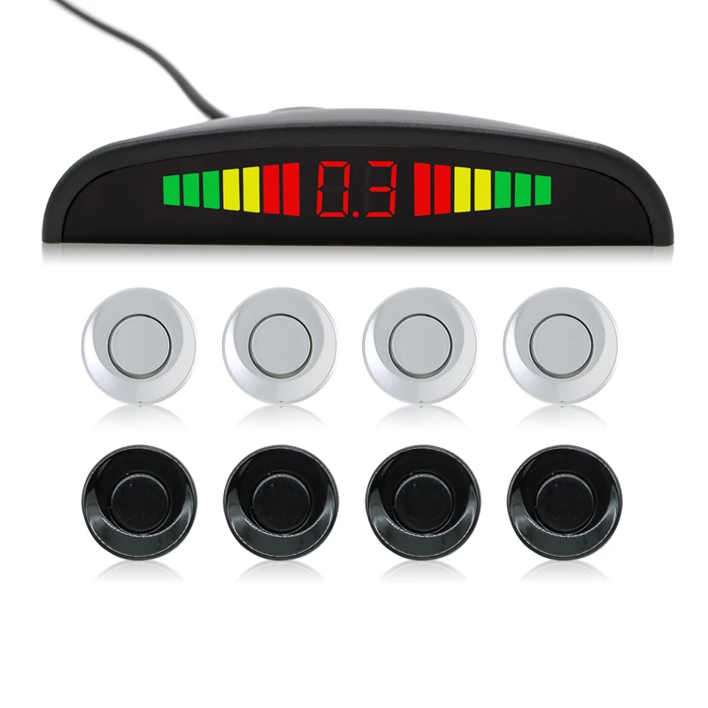Car Parking Sensors Parktronics 4 Black/silver/white 13mm Adjustable Flat Sensors Reverse Backup Radar Sound Buzzer Car Parking Sensors Parktronics 4 Black/silver/white 13mm Adjustable Flat Sensors Reverse Backup Radar Sound Buzzer