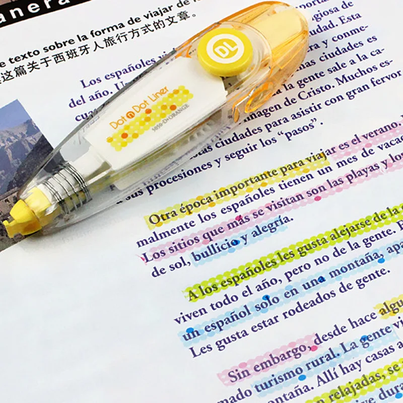 

Kawaii high Lighter Liner Press Dot Type Decorative Correction Tape DIy Diary Planner Sticker Office Stationery School corrector