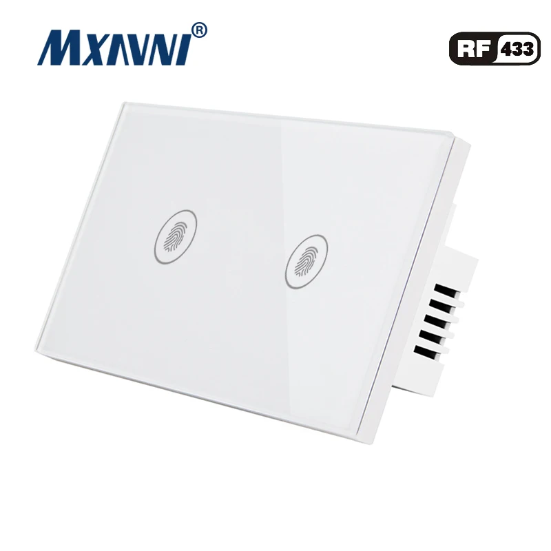 

MXAVNI US Standard Remote Control Switch 2 Gang 1 Way ,RF433 Smart Wall Switch, Wireless remote control touch light switc