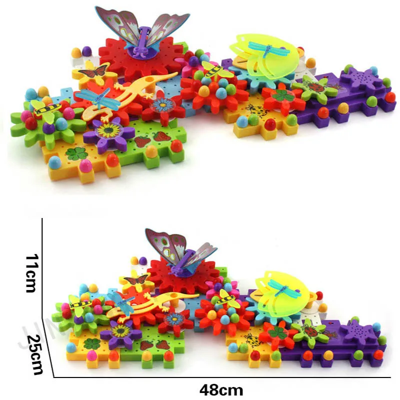 95 шт. музыкальный сад электрические магические шестерни строительные блоки 3D головоломка мини строительство DIY пластиковые Развивающие игрушки для детей