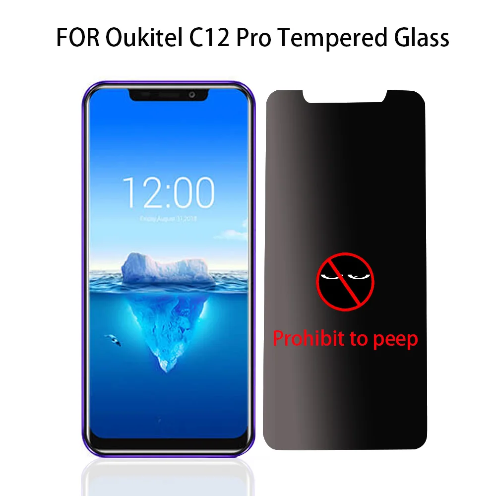 

For Oukitel C12 Pro Anti-Peep Tempered Glass 9H 2.5D High Quality Screen Protector For C12 Pro Smartphone Glass Protective Film