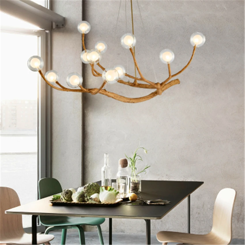 Modern LED Pendant Lights Lighting Nordic Design Glass Resin Branch Light Pendant Lamps Living Room Kitchen Fixtures Luminaire