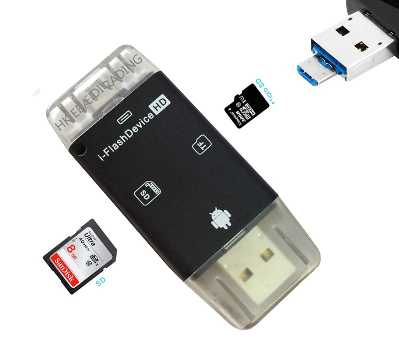 3в1 i флеш-устройство USB OTG Micro USB SD Карта памяти SDHC TF ридер для iPhone X XS MAX XR 6 7 8 плюс 5 5S для ipad Android телефон