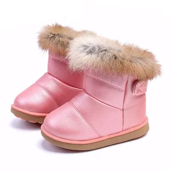 Winter Toddler Baby Snow Boots Shoes Warm Plush Soft Bottom Baby Boys Girls Boots Leather Winter Snow Boot Kids Shoes