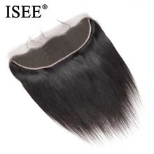 Perruque Lace Front Closure Wig péruvienne Remy-ISEE HAIR, cheveux lisses, 13x4, partie libre, oreille à oreille, densité 130%