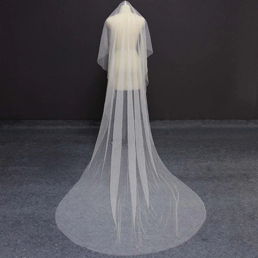 

New Champagne Long Wedding Veil WITHOUT Comb 3 Meters Cathedral One Layer Bridal Veil Wedding Accessories