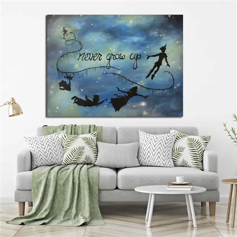 Peter Pan Map Of Neverland Minimalist Watercolor Art Canvas Poster Painting Wall Picture Print Home Bedroom Decoration Framework