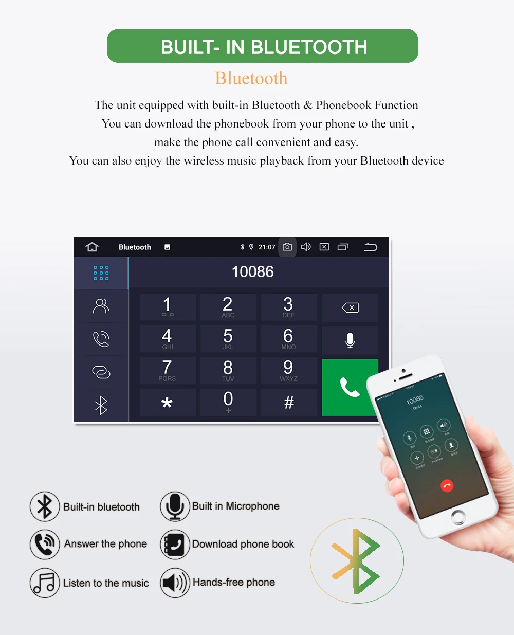 Top Bonroad 7"Android Car multimedia player For Toyota Avensis/T25 2009-2015 stereo receive Car Video Player GPS Navigation 5