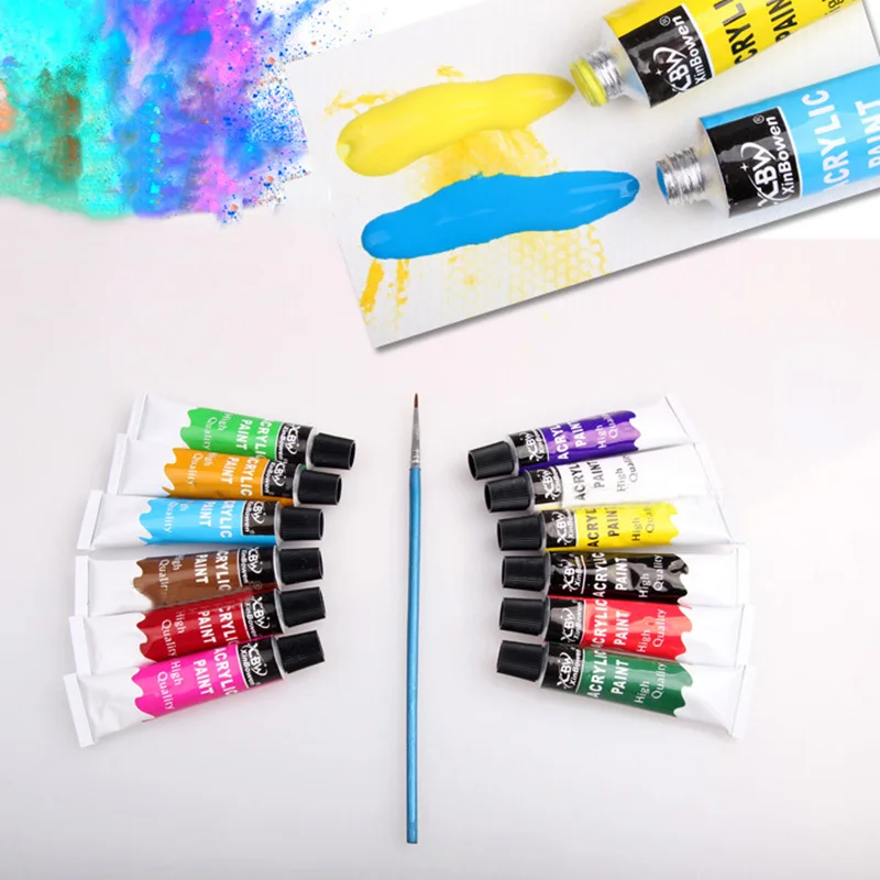 12 мл набор жидких акриловых красок с кистью для краски водостойкий пигмент для стекла DIY инструменты для рисования школьные канцелярские товары для рукоделия