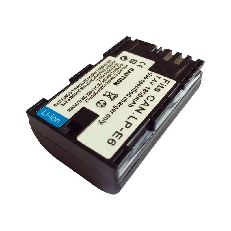 

High quality LP-E6 LP E6 7.4V 1800mAh Li ion Battery pack For Canon 5D Mark II III 7D 60D EOS 6D 2pcs/lot Free shipping