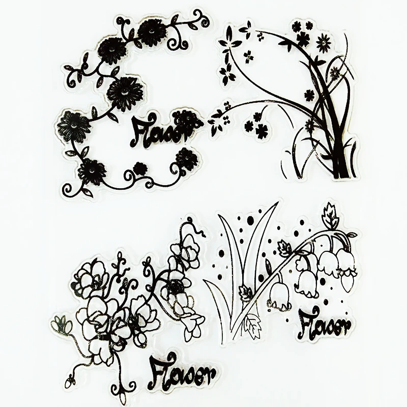 

YLCS192 Flowers Silicone Clear Stamps For Scrapbook DIY Album Paper Cards Decoration Embossing Folder Craft Rubber Stamp 11*14cm