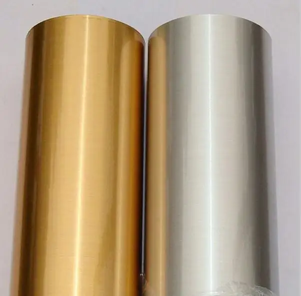 Brushed Metallic Silver Gold Film Self adhesive Stainless Steel Contact