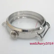 46 мм Parnis круглый закаленный чехол для часов fit 6497 6498 механический ручной обмотки полированный чехол для часов из нержавеющей стали