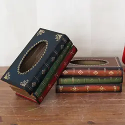Ретро стиль книга форма ткани BoxMin коробка для салфеток Роскошная шкатулка Европа Retangle футляр для бумажных салфеток Кольцо тканевая