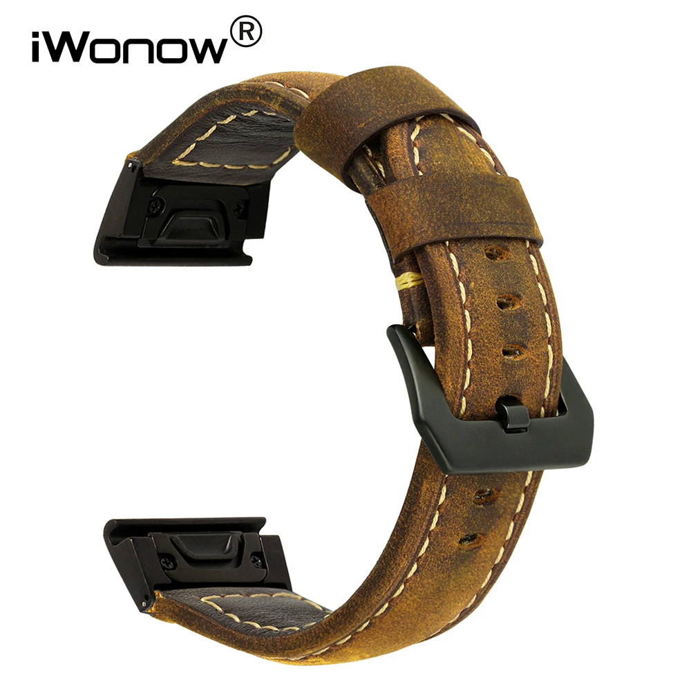 Ремешок из натуральной кожи для наручных часов Garmin Fenix 5X/5X Plus/3/3 HR/Пособие MK1/Quatix
