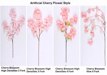 

High Densities 4 6 fork Fake Cherry Blossom Flower Branch Begonia Sakura Tree Stem for Event Wedding Tree Deco Artificial Decora